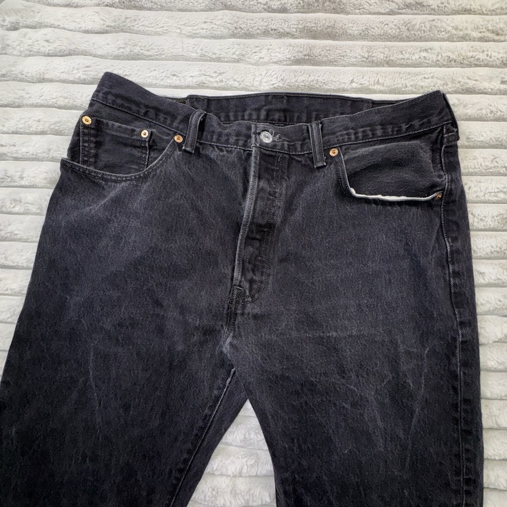 Levis 501 XX Mens 38x30‎ Black Classic Fit Straight Leg Button Fly Denim Grunge - Picture 4 of 11